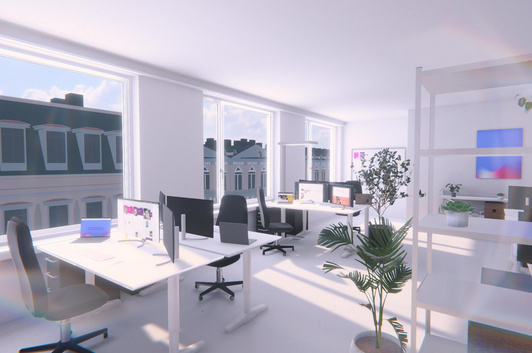 Das Snowflake-Büro als begehbare 3D-Umgebung.