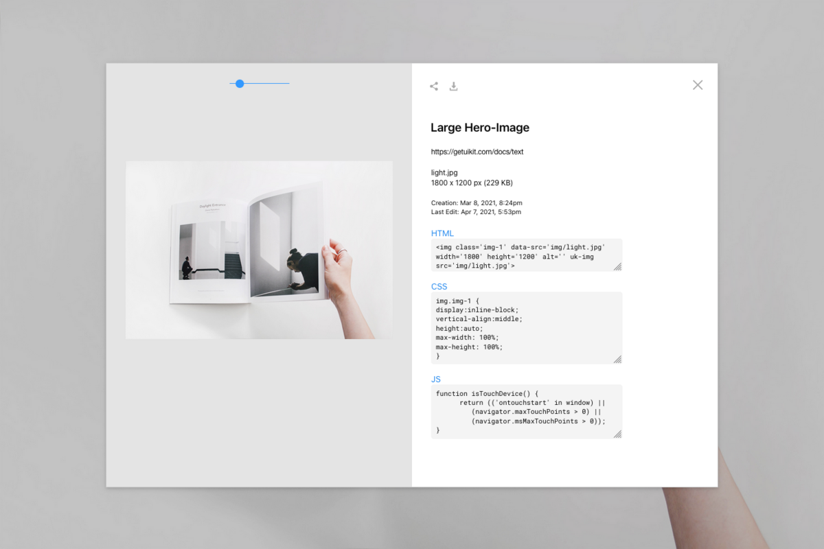 Screenshot des Design-Systems mit einer Übersicht über Code-Patterns, die direkt aus dem Styleguide entnommen werden können.