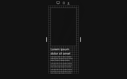 GIF veranschaulicht die responsive Anpassung einer Website auf verschiedenen Geräten: Desktop, Tablet und Mobile.